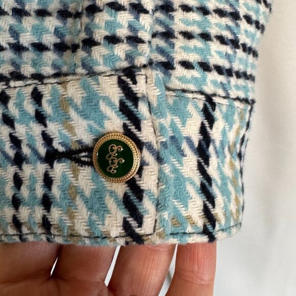 Bogey Boys Blue Black Ivory Sage Green Hounds Tooth Weekend Golf Jacket Size L - Picture 10 of 16